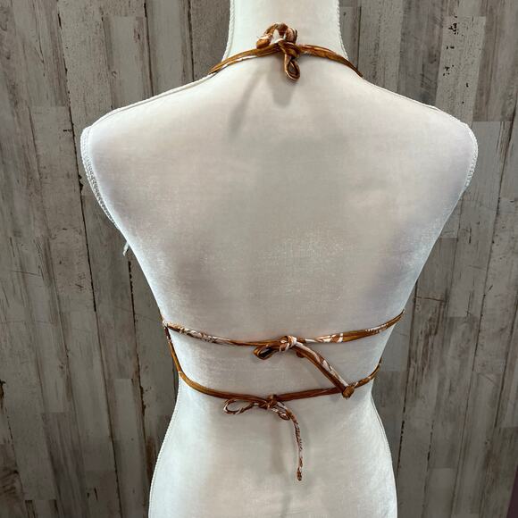 New! Milkwhite Revolve Cropped Open Back Top Burnt Orange Floral Womens Small - Picture 6 of 10